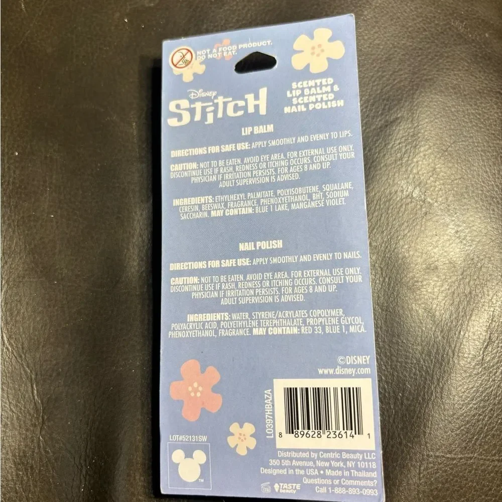 New Disney Stitch Lip Balm & Glitter Nail Polish — Blue and Pink